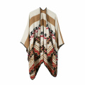 Damen Vintage Poncho Cape vorne offen V-Schnitt umkehrbare übergroße Decke Schals und Wickel